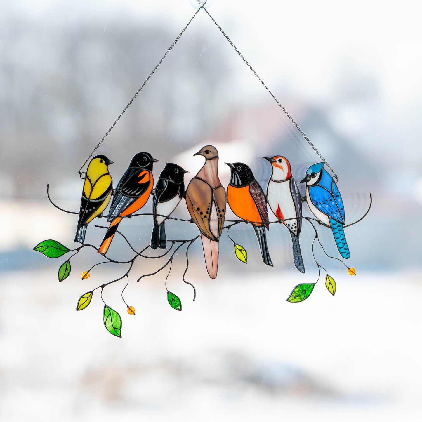 Cardinal stained glass window hangings