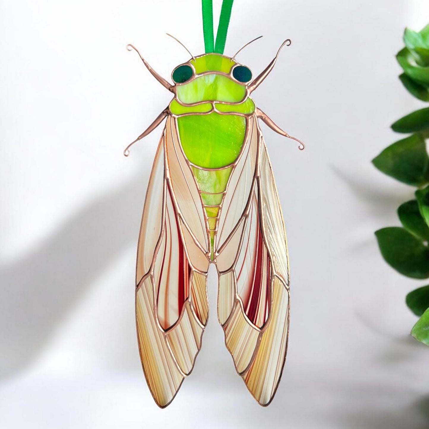 Cicada stained resin window hangings