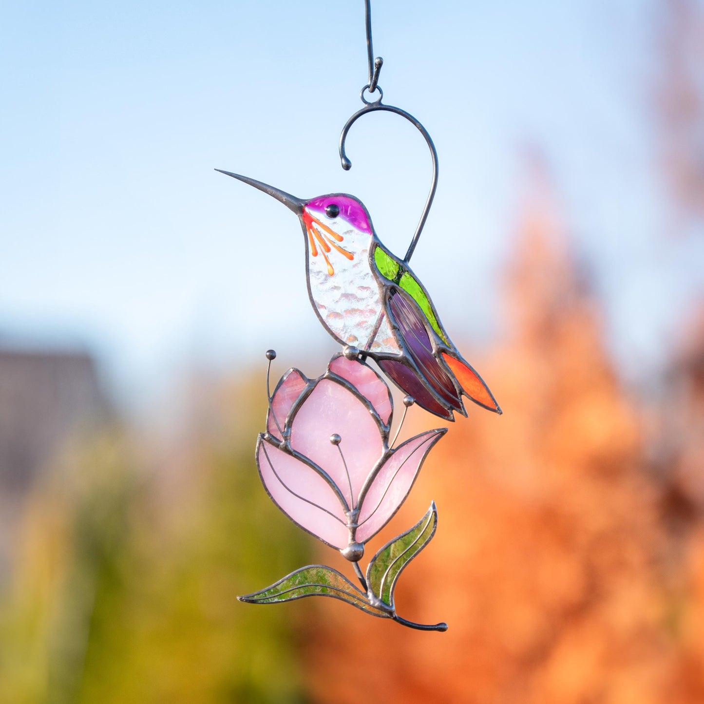 Flower stained glass window hangings