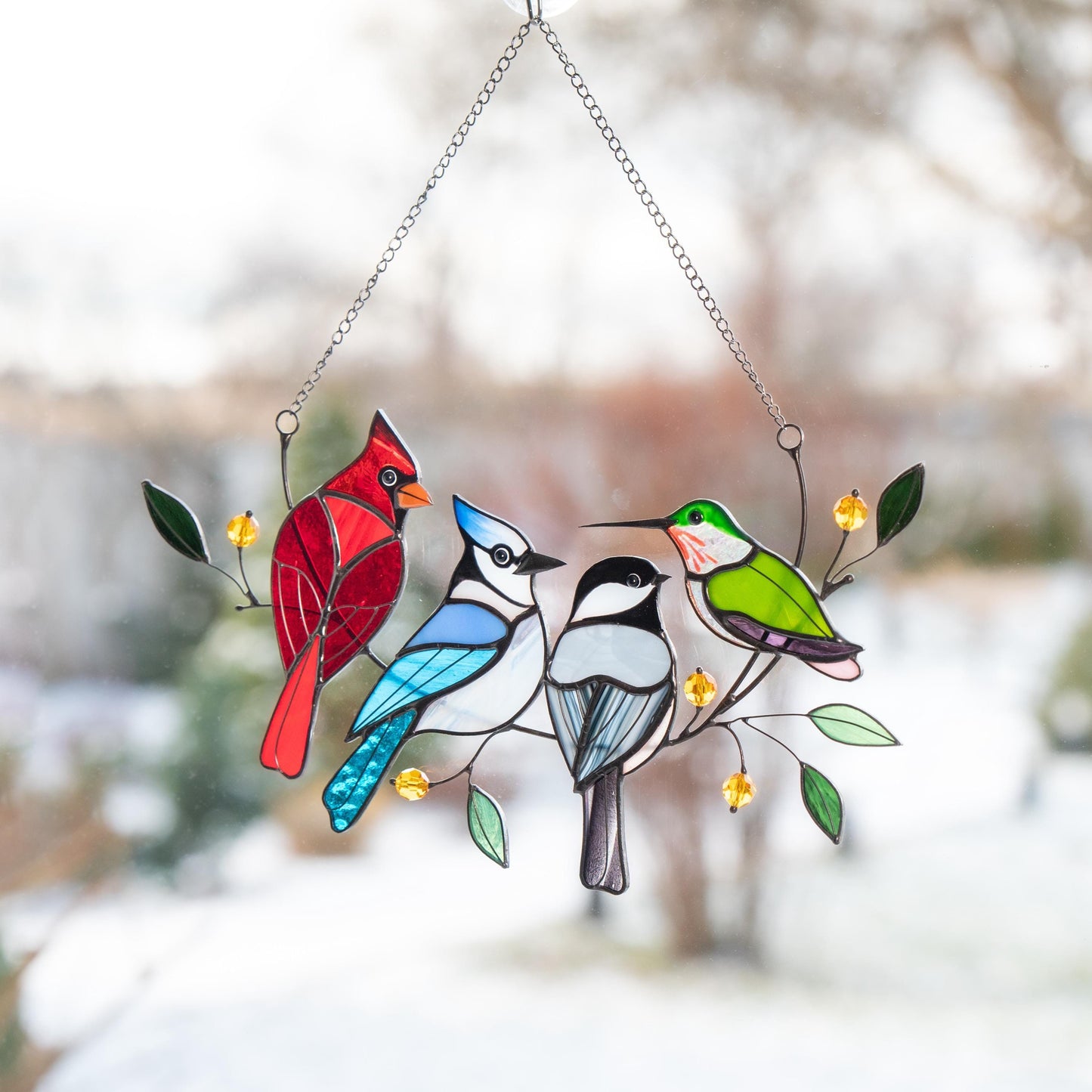 Cardinal stained glass window hangings