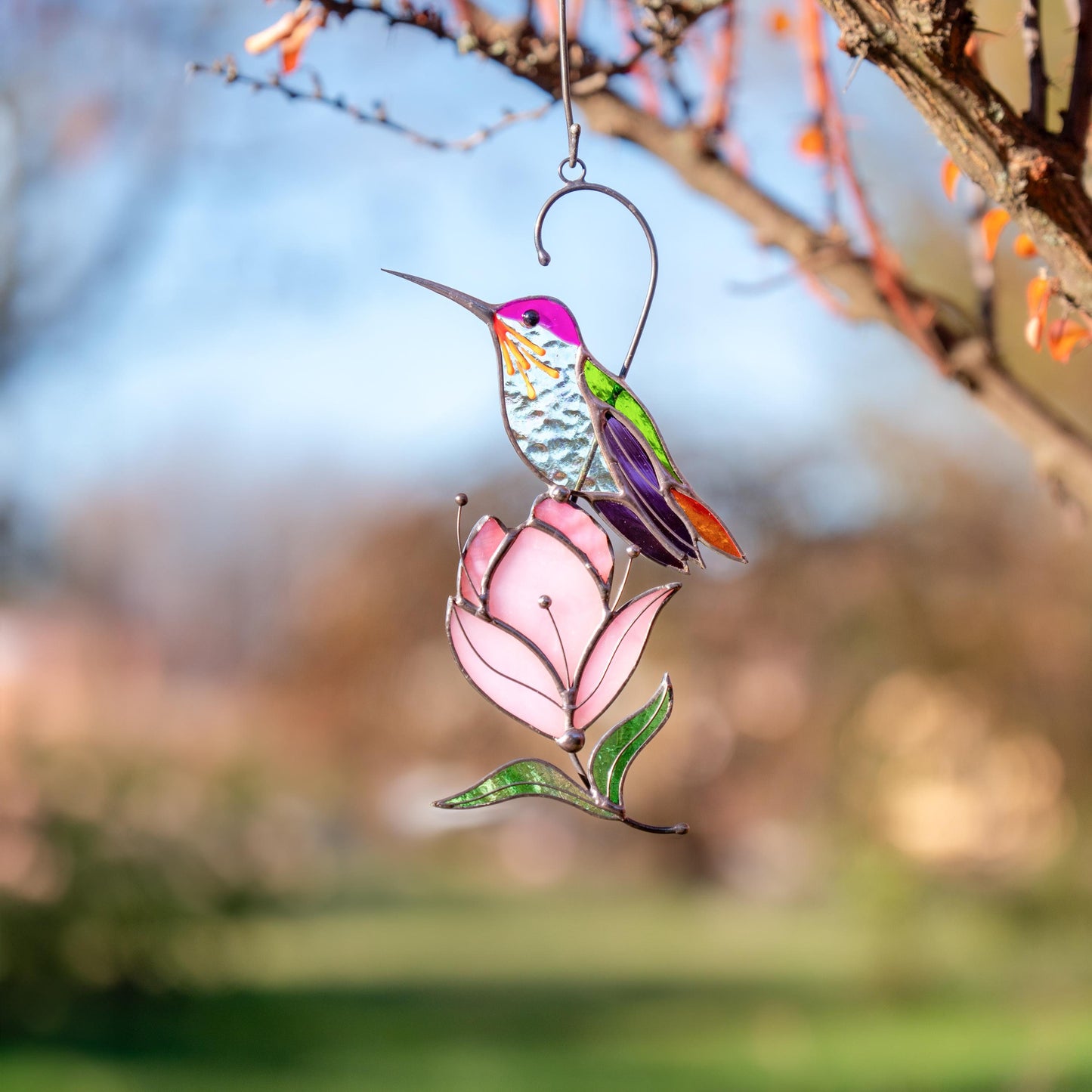 Flower stained glass window hangings