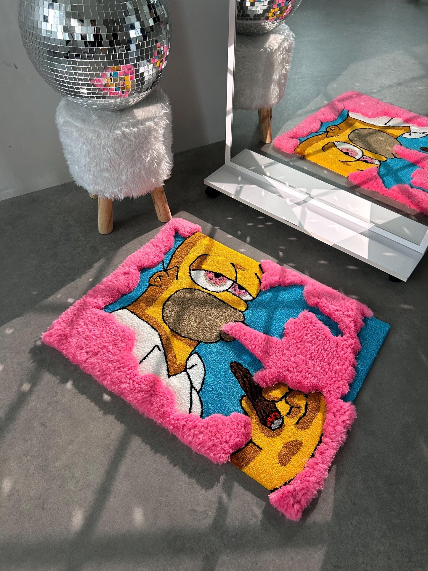 Cartoon Pink smoke Tufted rug