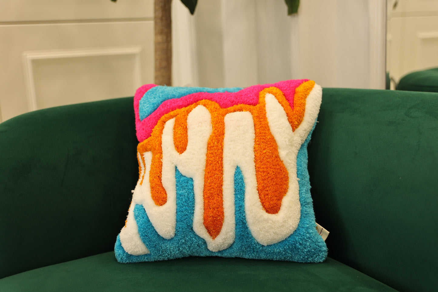 Handmade Melting Abstract Tufted Pillow Case