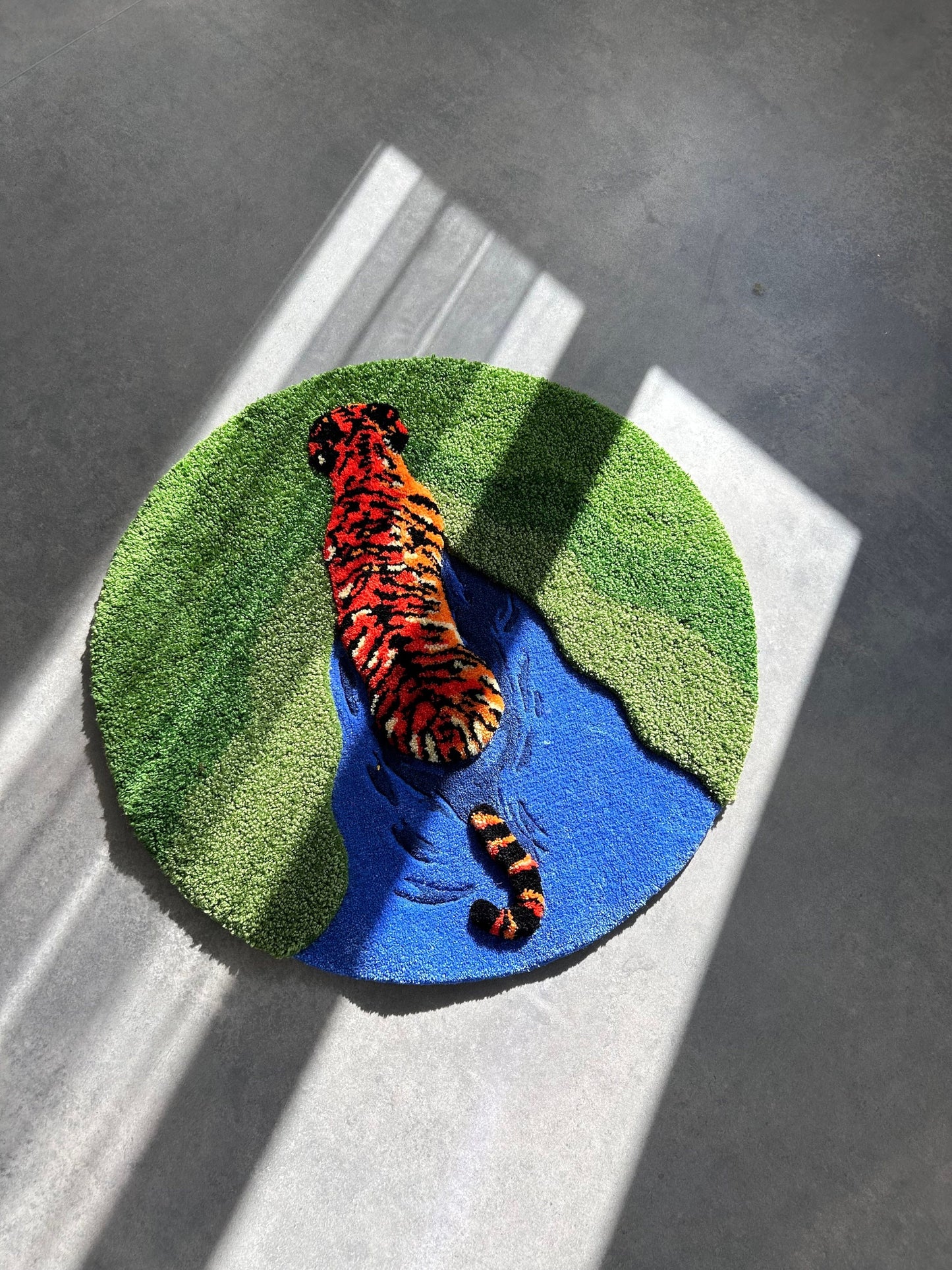 Tiger In The Pond Tufted Rug