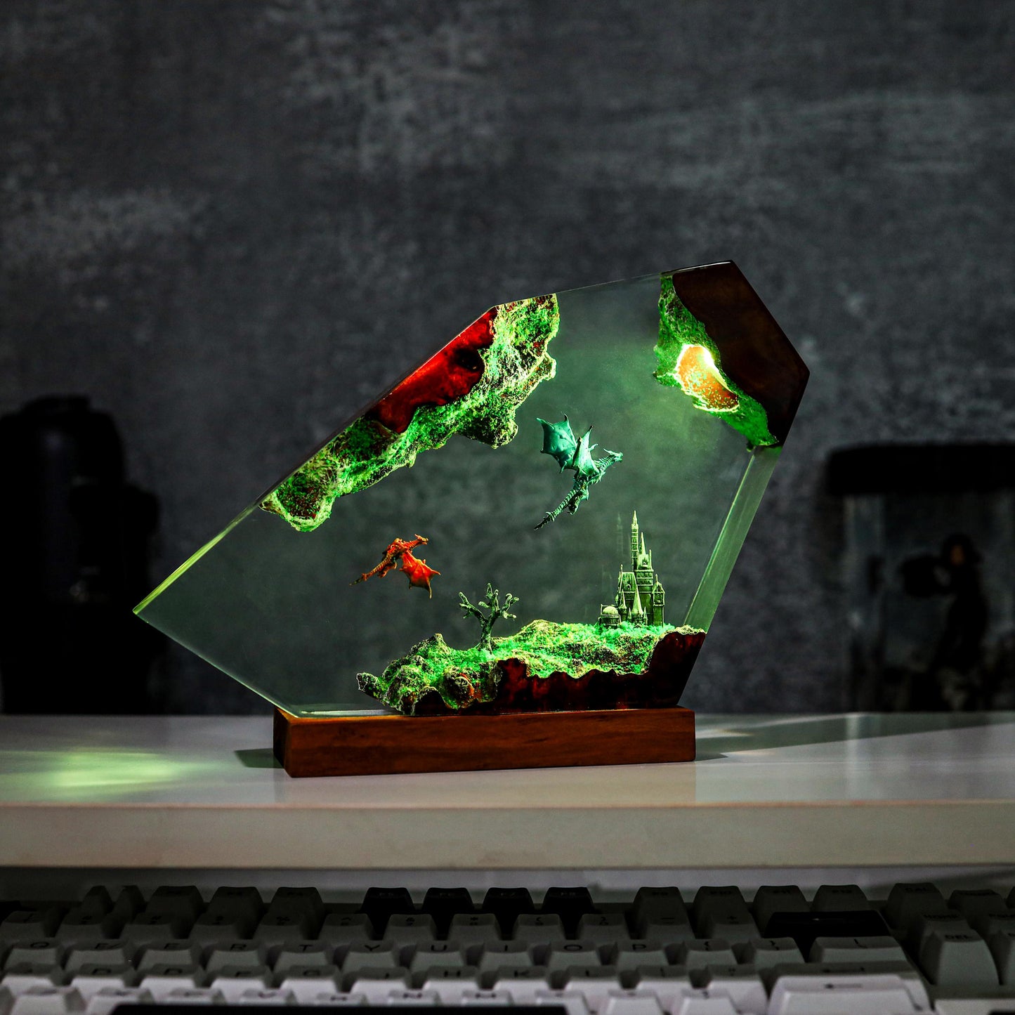 Fire and Ice Dragon resin lamp