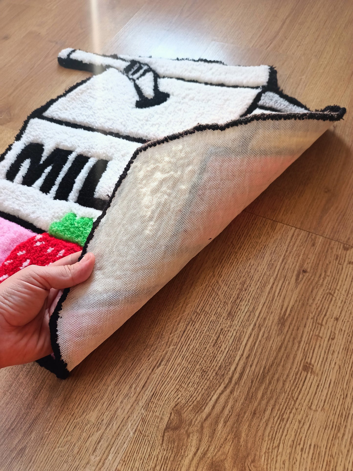 Strawberry Pink Milk Carton 3D Tufted Rug