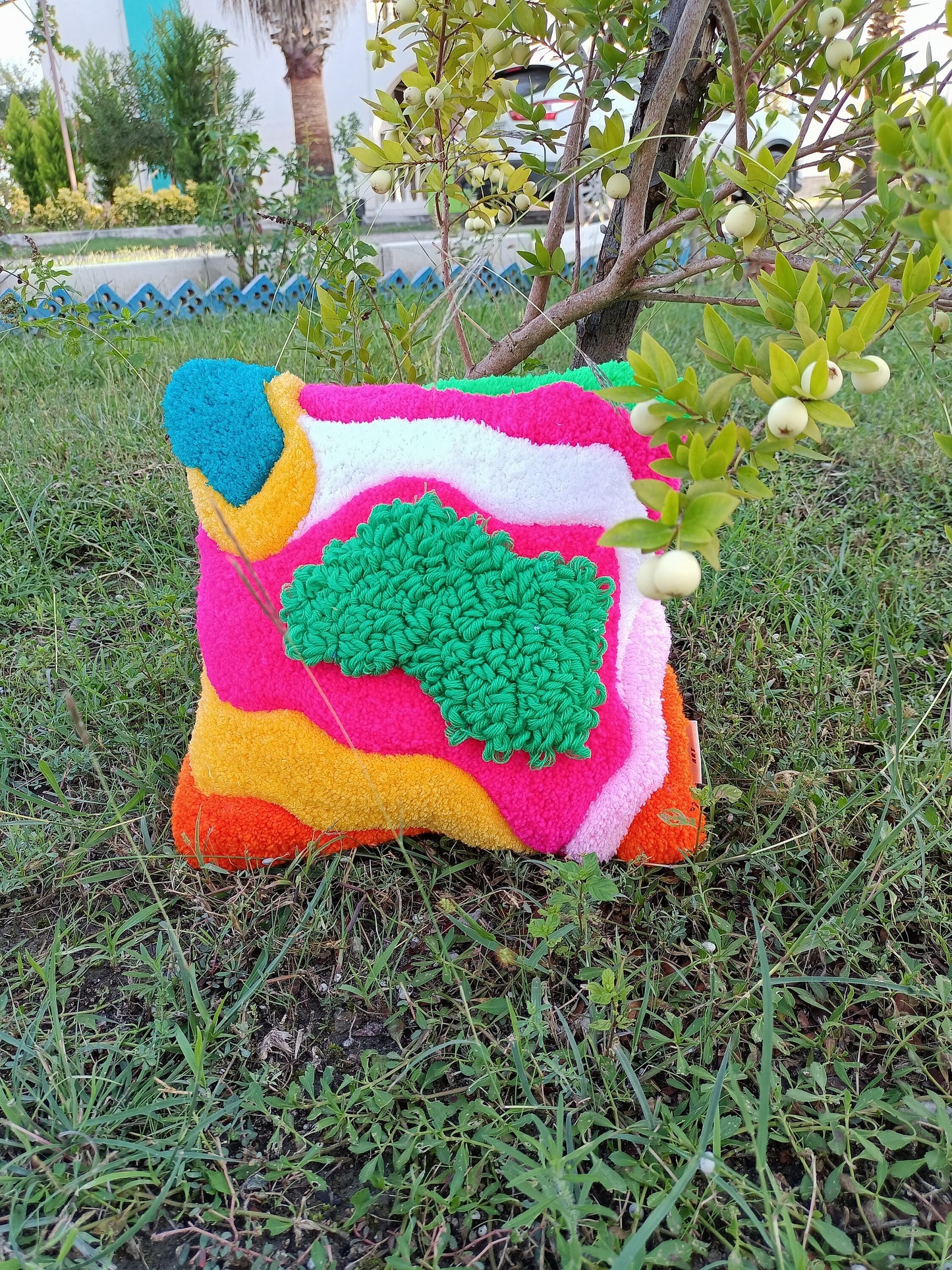 Contemporary Abstract Colorful Fluffy Hand Tufted Sofa Pillow Cover