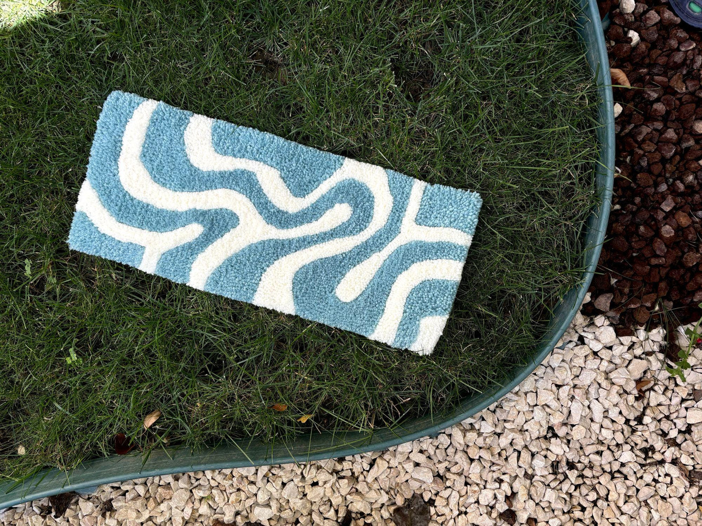 Wavy Blue White Keyboard Rug