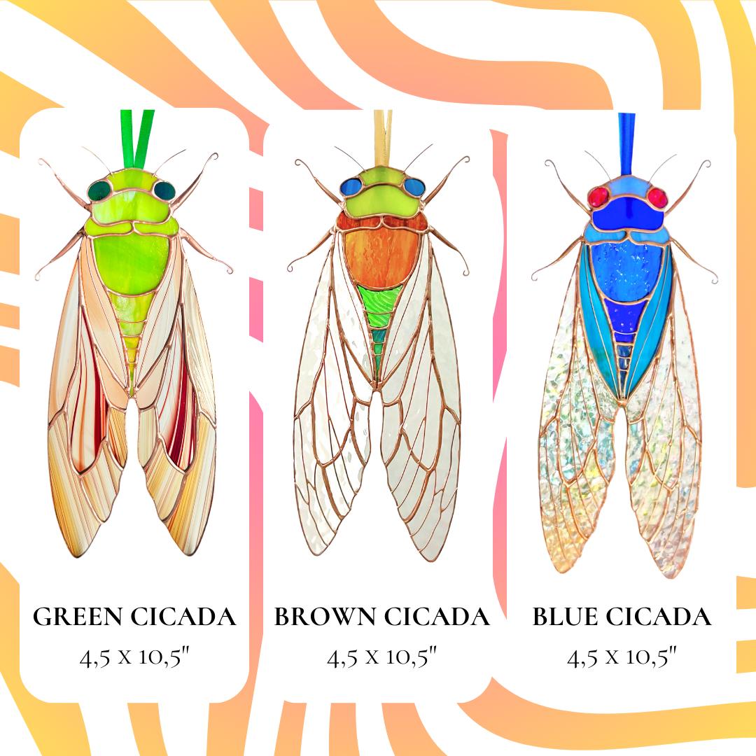 Cicada stained resin window hangings