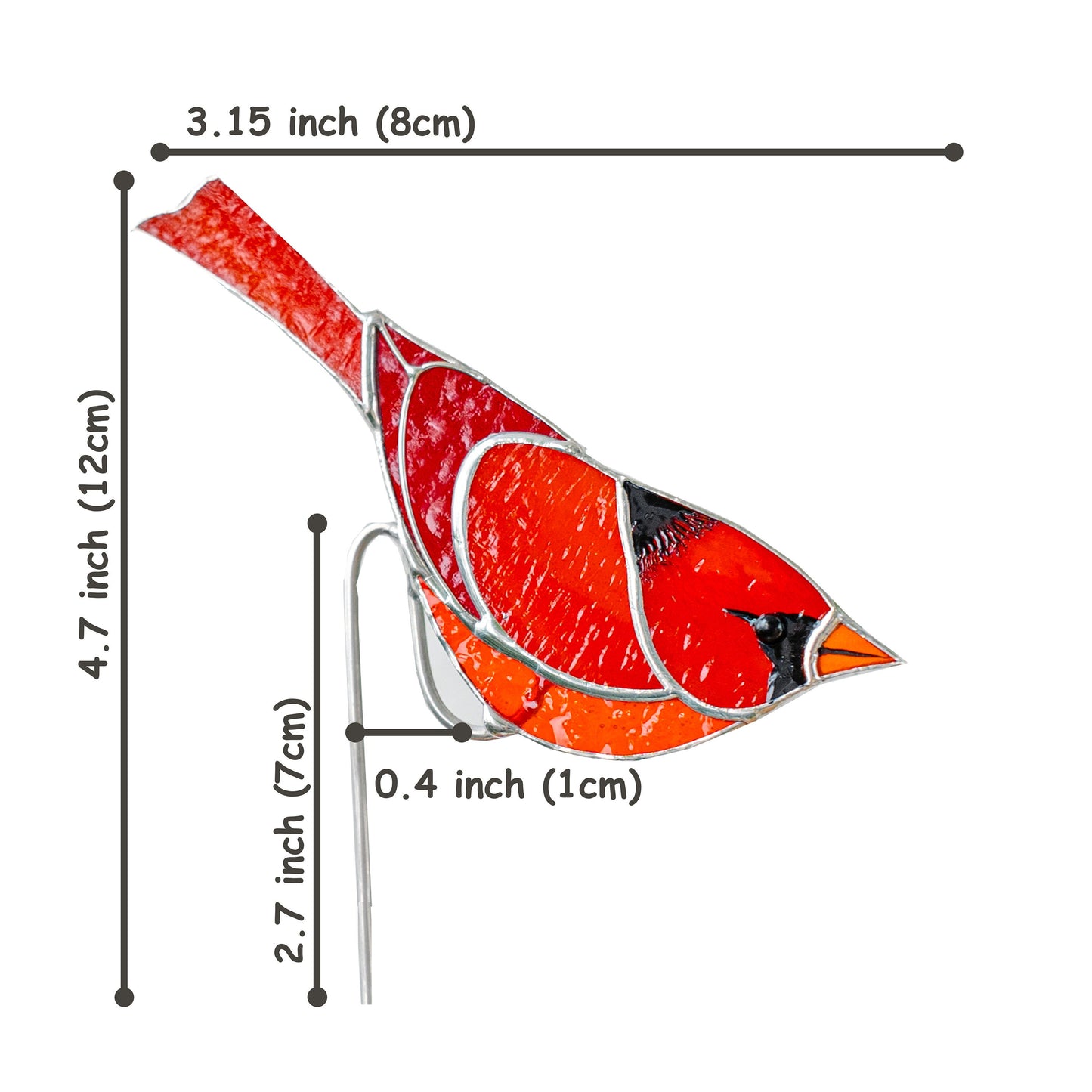 Stained glass Red cardinal planter decor