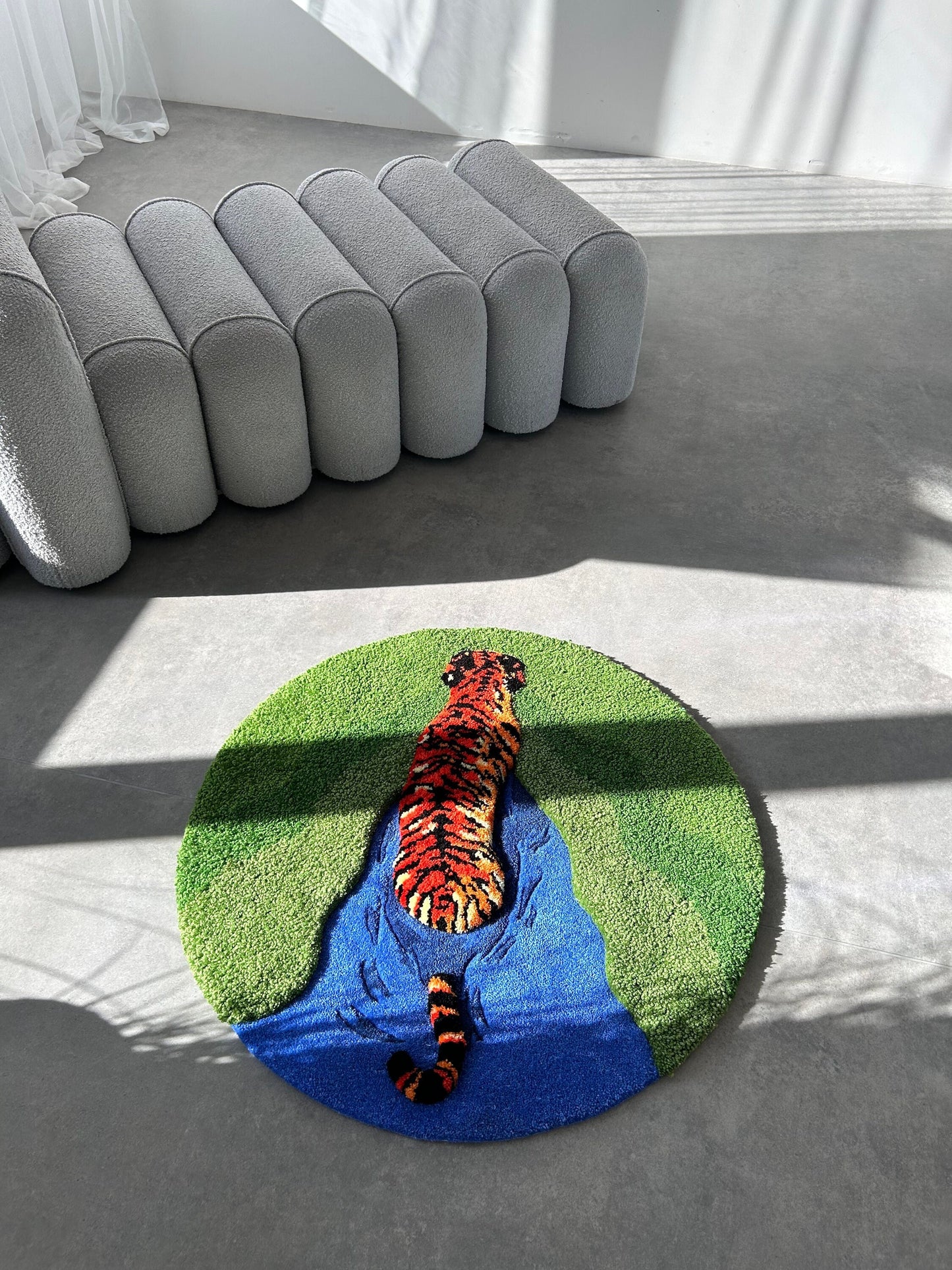 Tiger In The Pond Tufted Rug