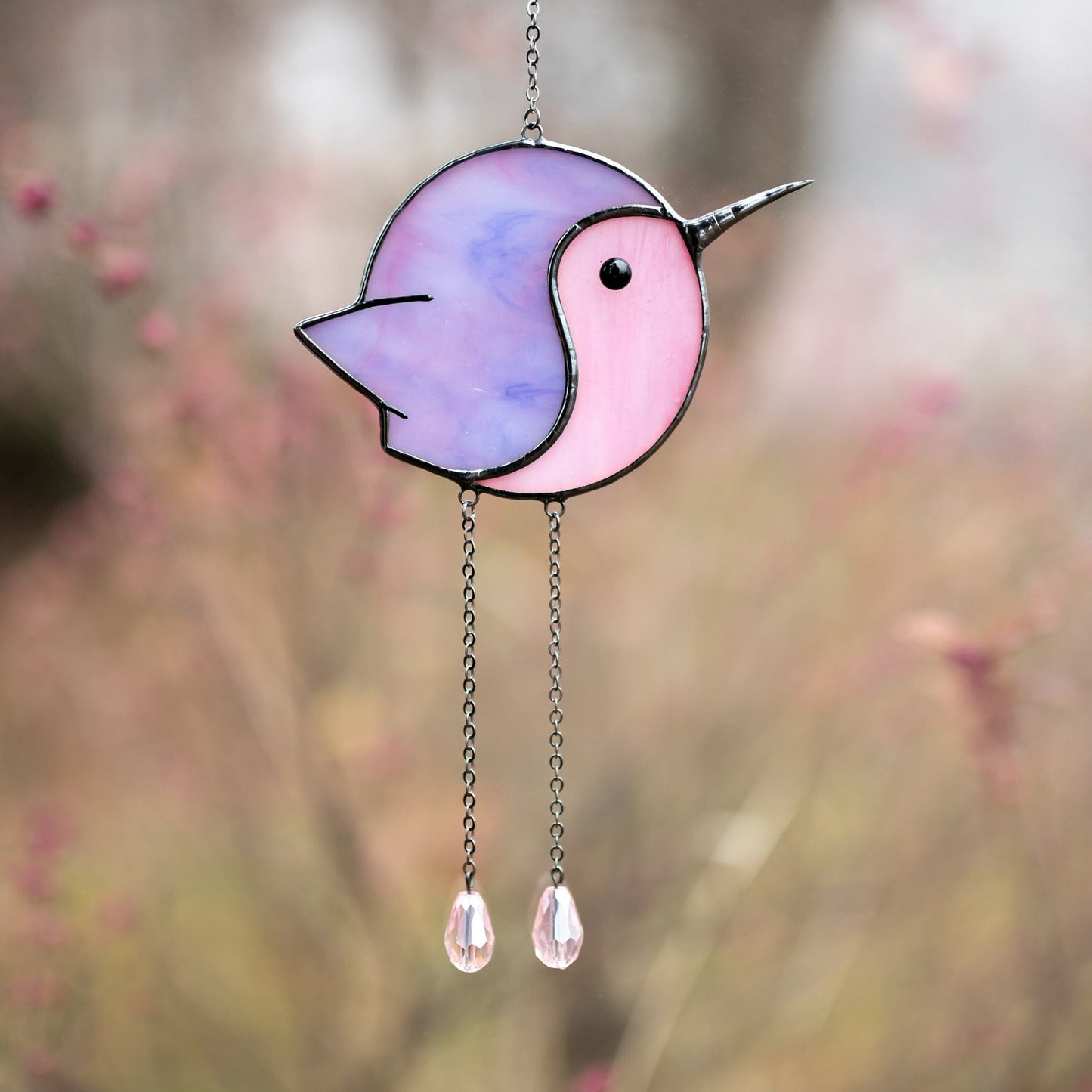 Stained glass art Hummingbird light catcher