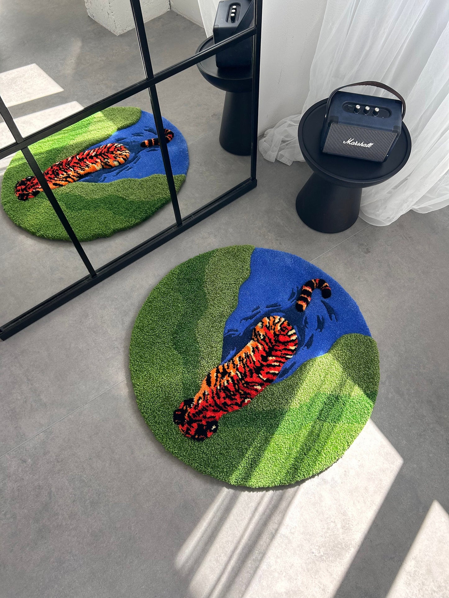 Tiger In The Pond Tufted Rug