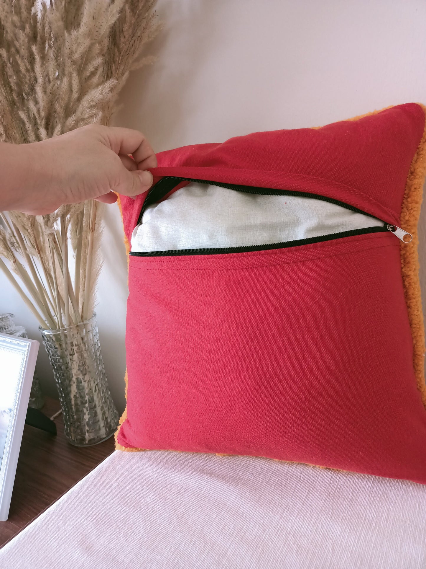 Red Sexy Lips Tongue Out Tufting Throw Pillow