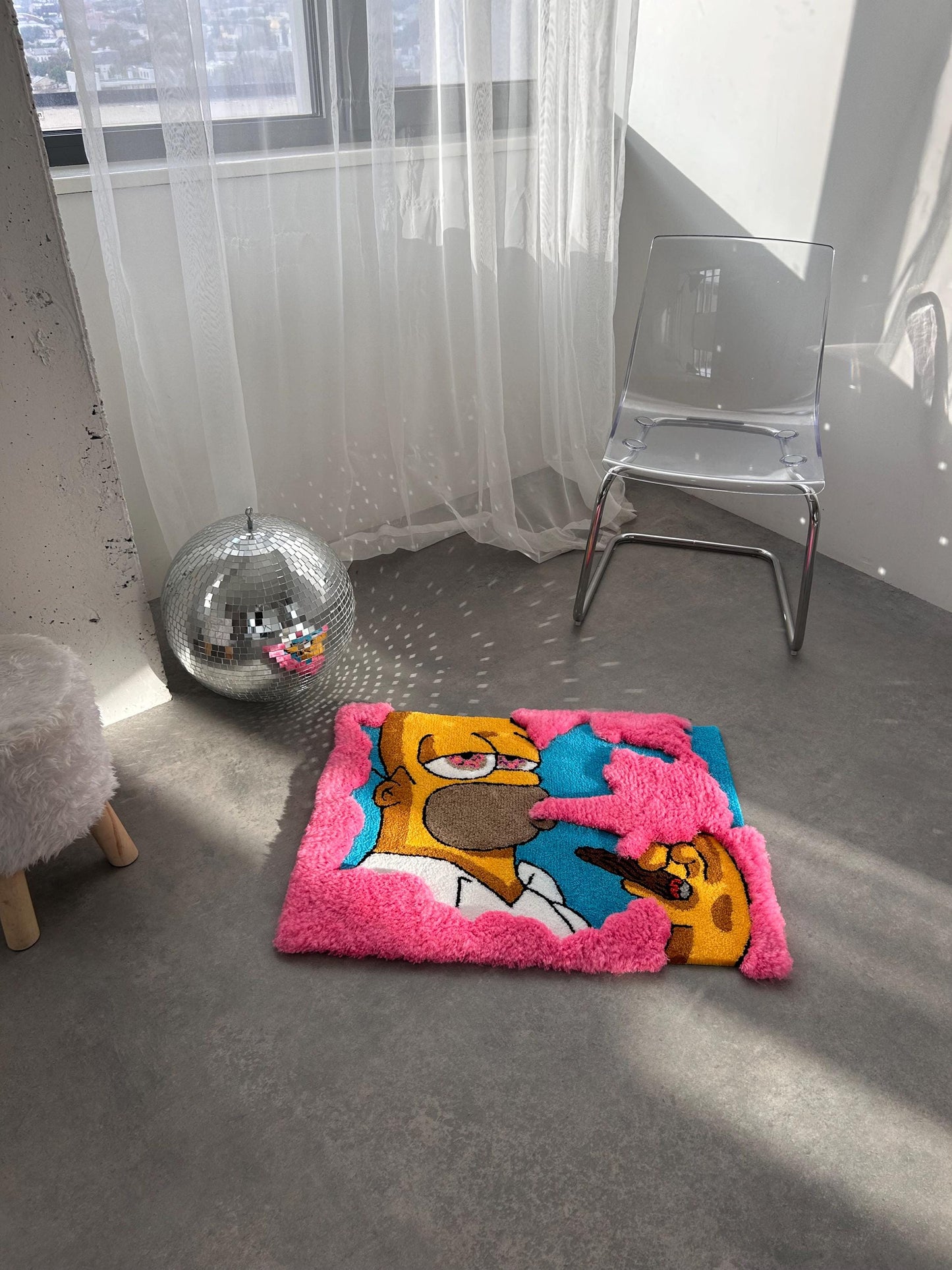 Cartoon Pink smoke Tufted rug