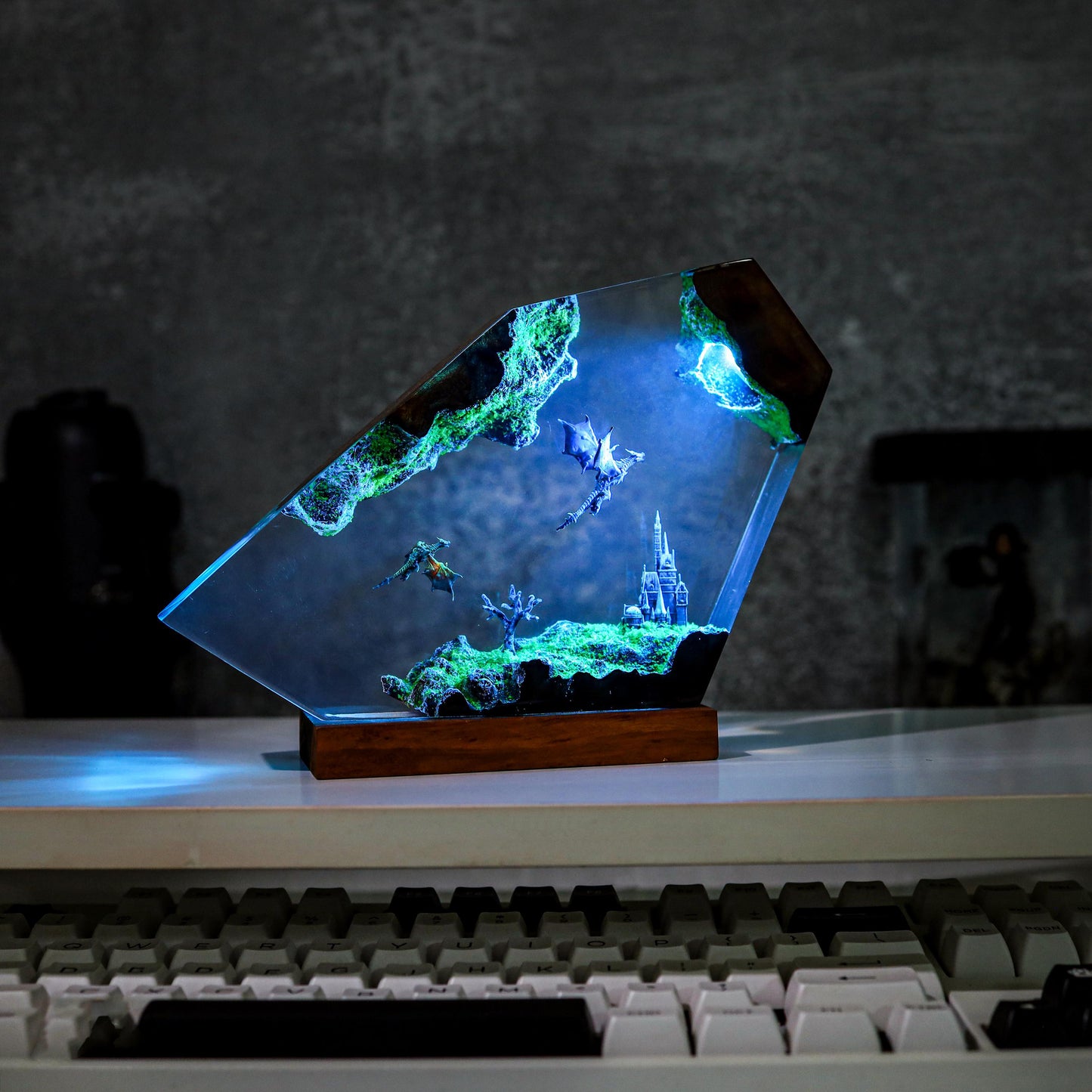 Fire and Ice Dragon resin lamp