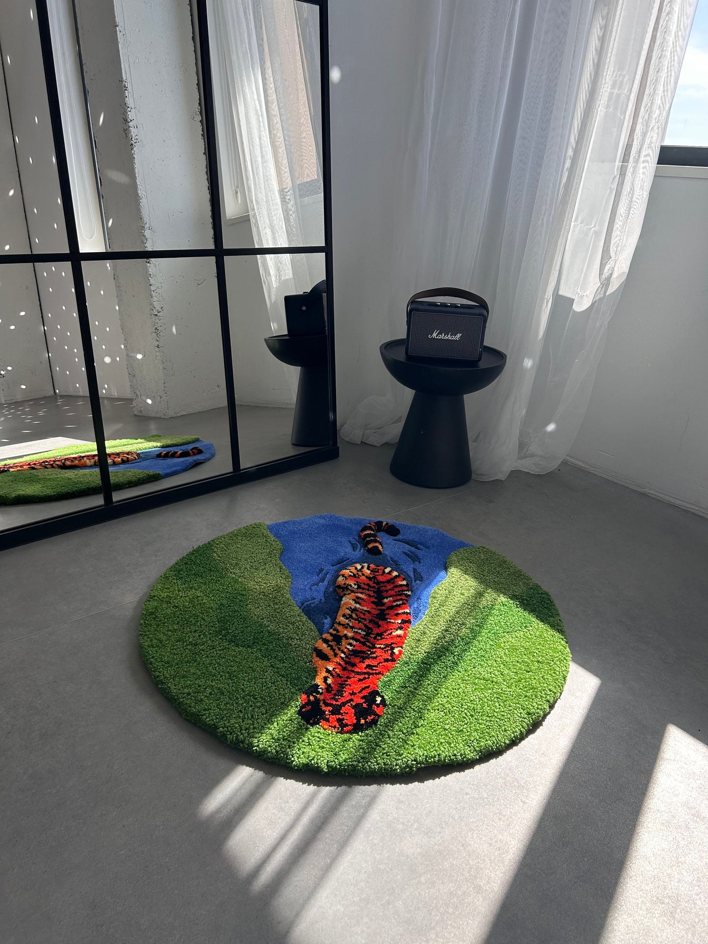 Tiger In The Pond Tufted Rug
