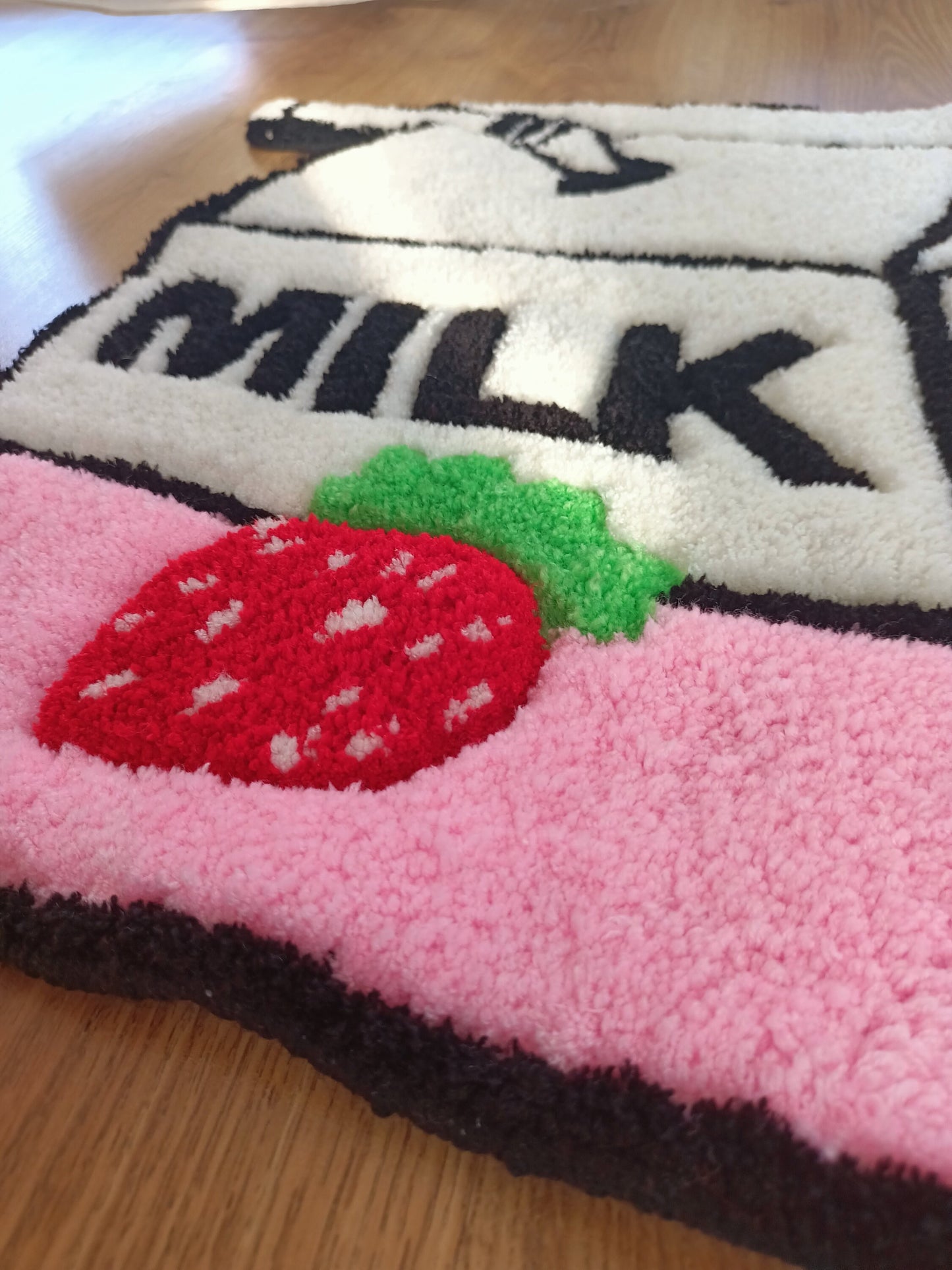 Strawberry Pink Milk Carton 3D Tufted Rug