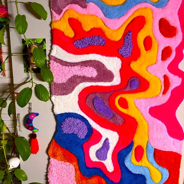 Irregular Multicolor Abstract 100% Hand Tufted Rug