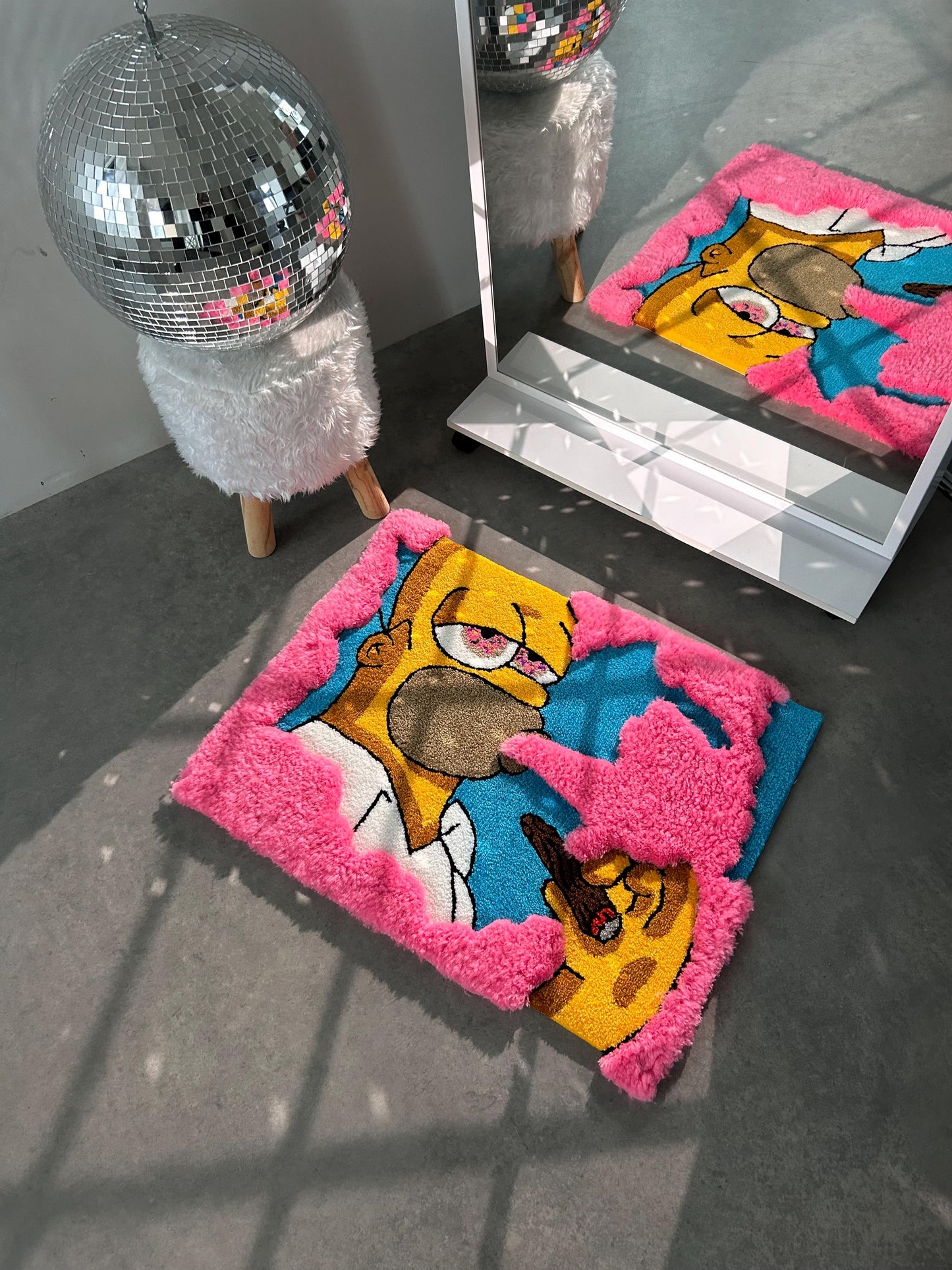 Cartoon Pink smoke Tufted rug