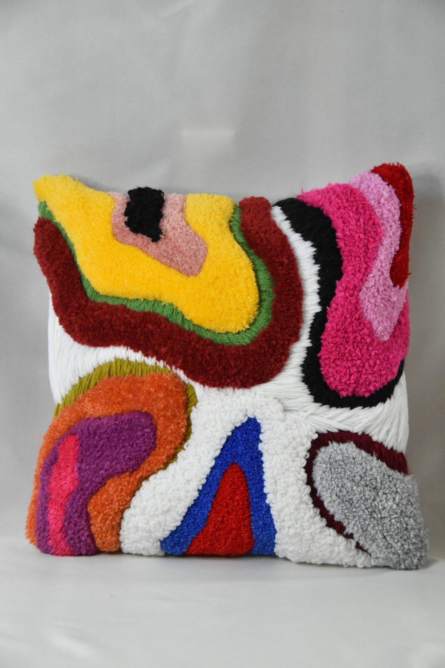 Abstract Rainbow Dripping Tufted Square Attached Sofa Handwoven Pillowcase