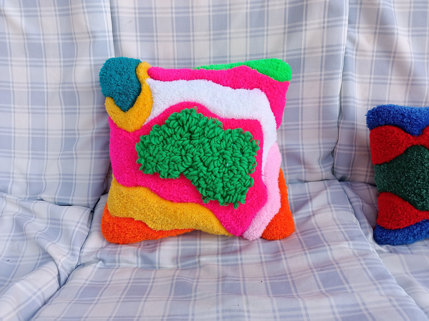 Contemporary Abstract Colorful Fluffy Hand Tufted Sofa Pillow Cover