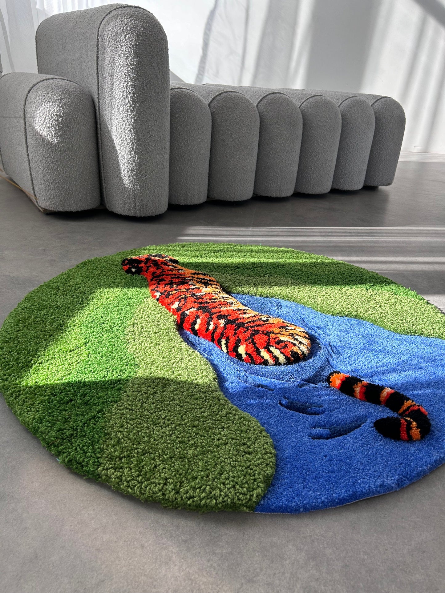 Tiger In The Pond Tufted Rug