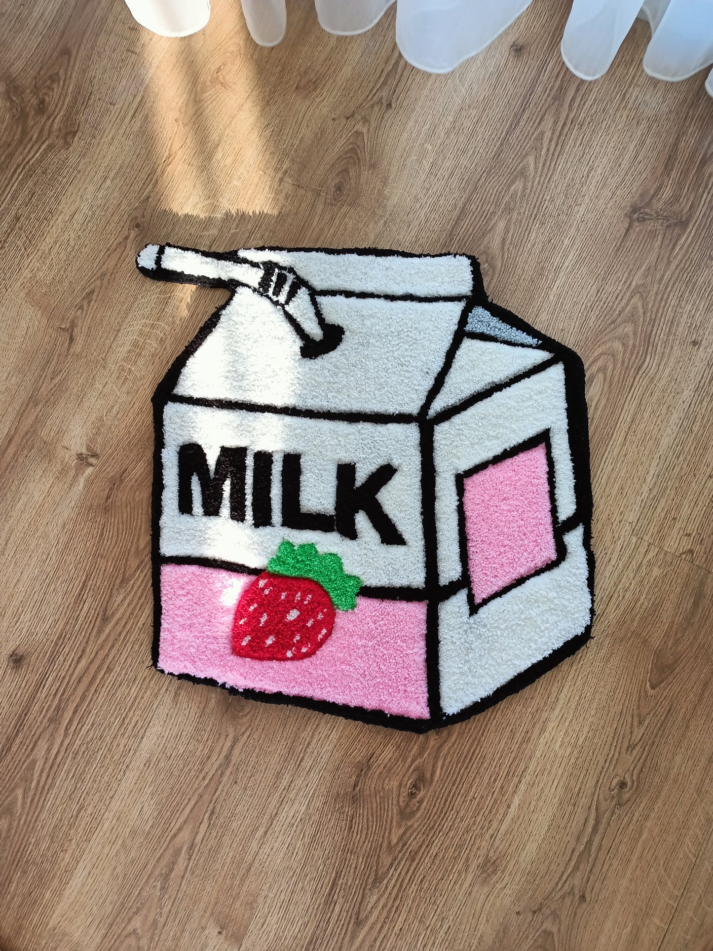 Strawberry Pink Milk Carton 3D Tufted Rug