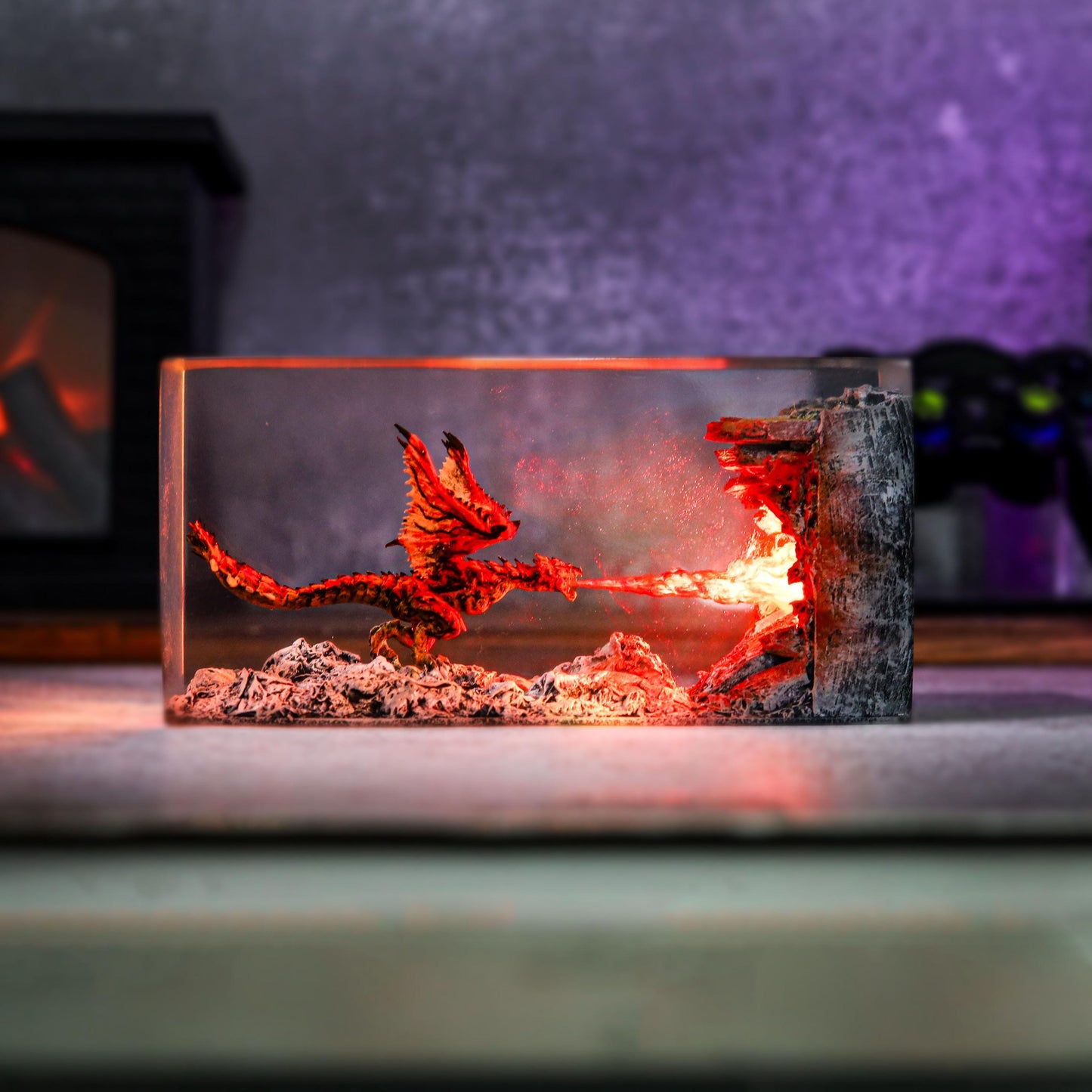 Fire Dragon Resin Lamp