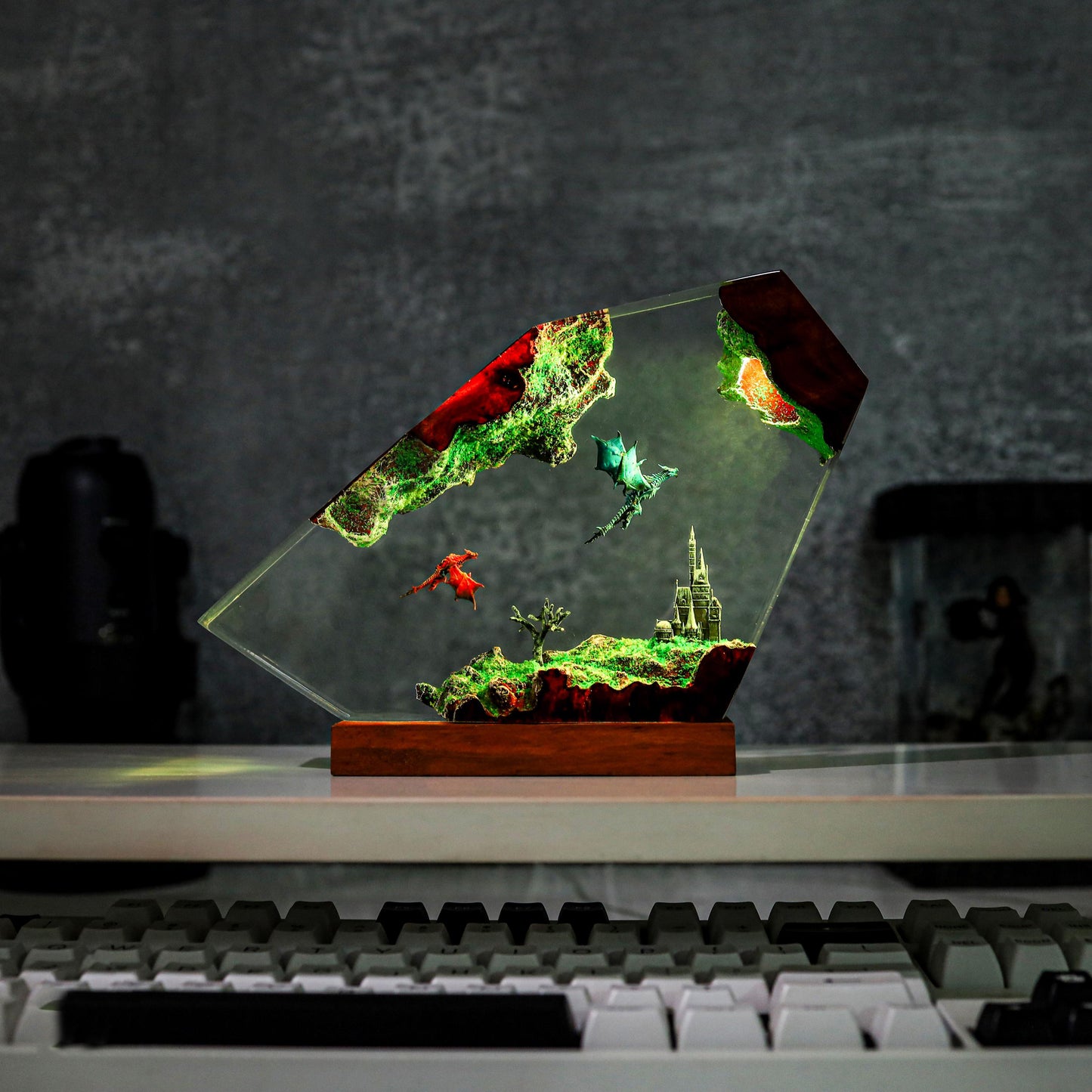 Fire and Ice Dragon resin lamp