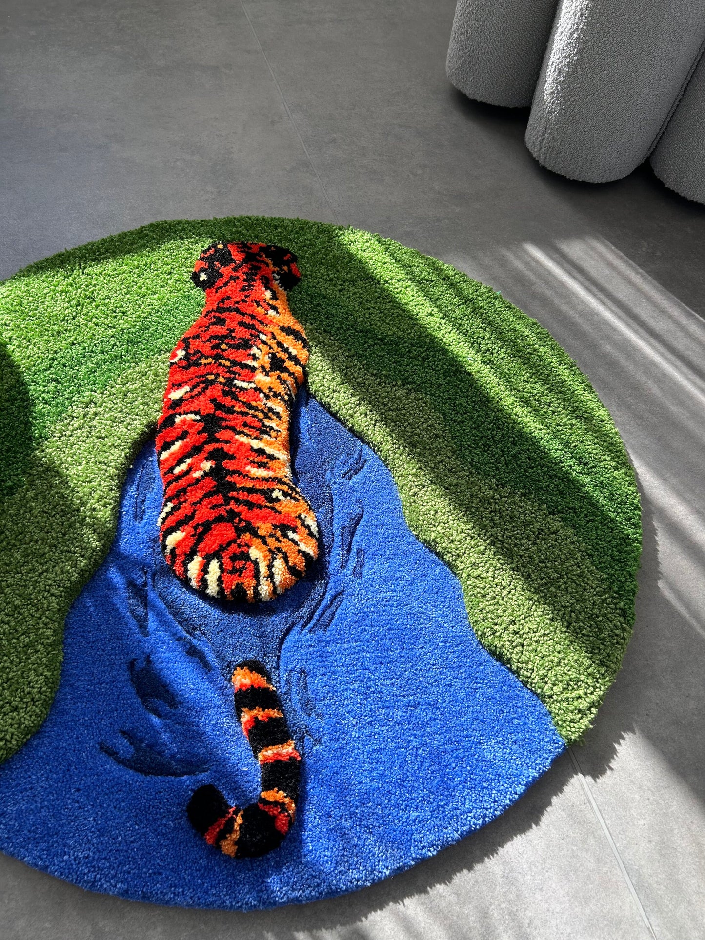 Tiger In The Pond Tufted Rug