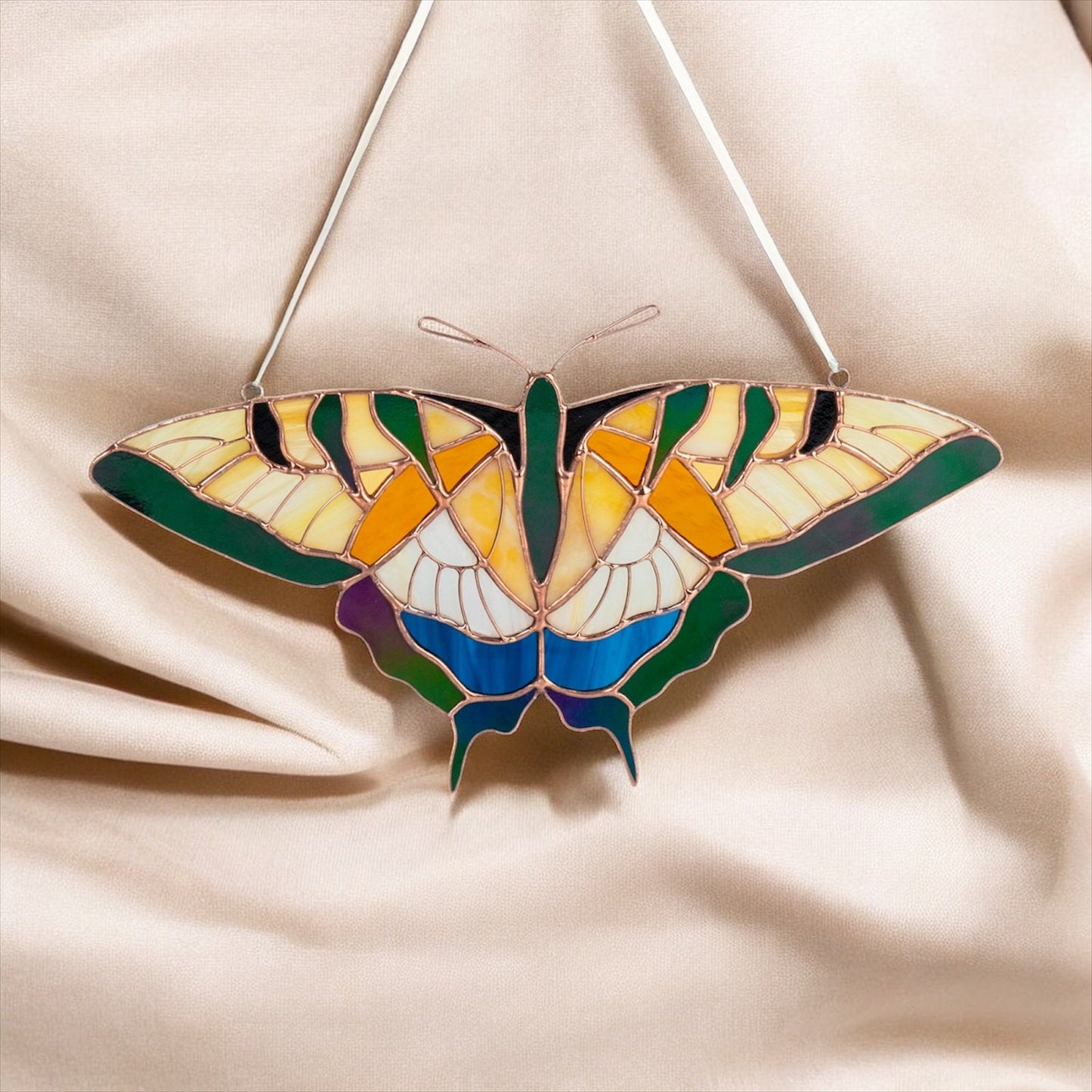 Yellow swallowtail butterfly stained resin window hangings