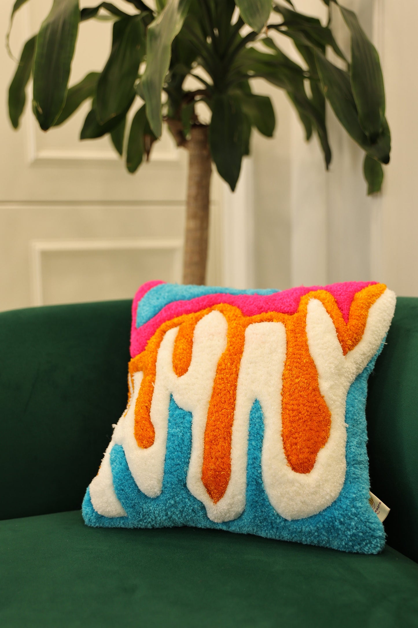 Handmade Melting Abstract Tufted Pillow Case
