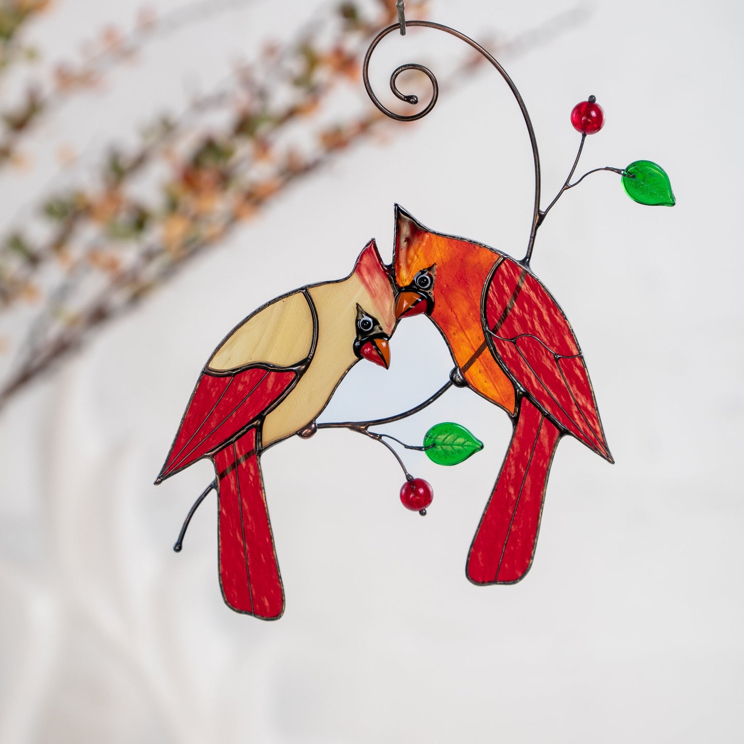Custom Stained glass cardinal suncatcher