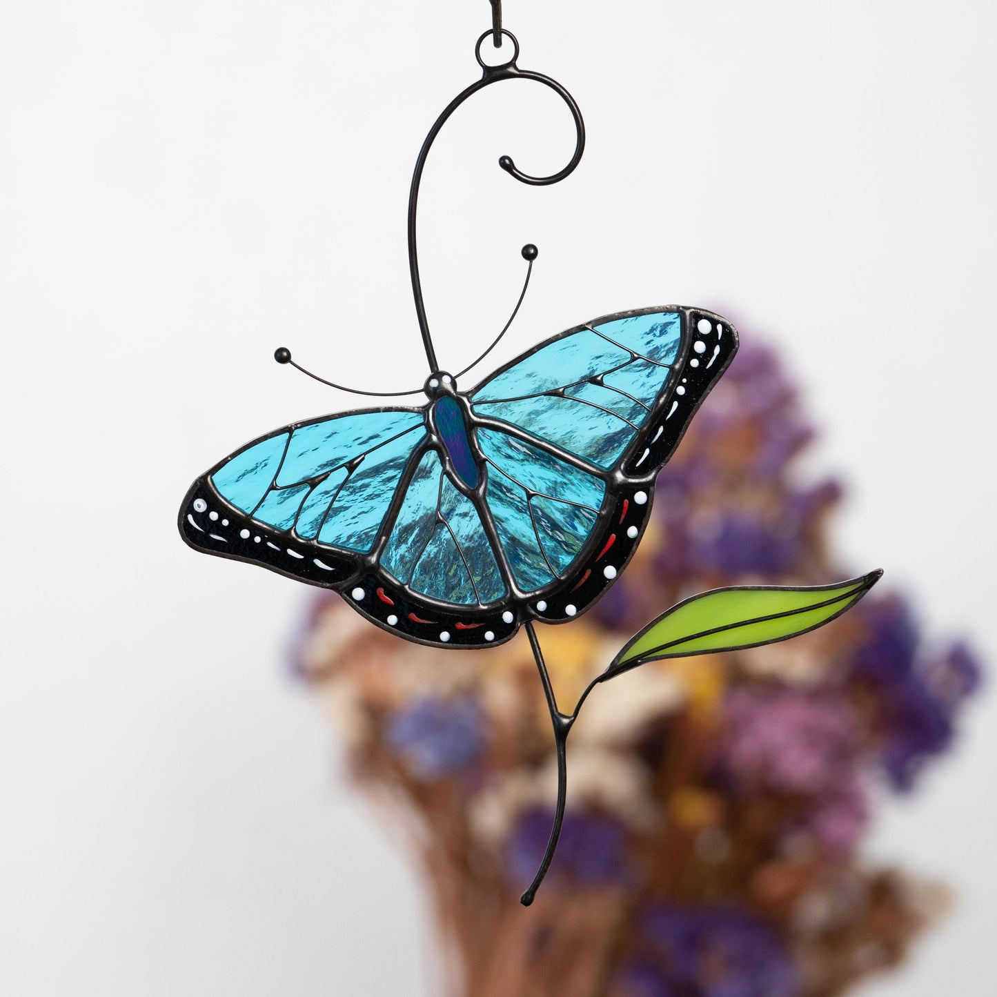 Blue moprho Butterfly stained glass window hangings