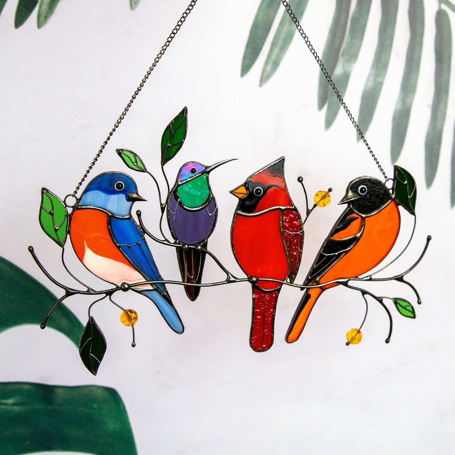 Cardinal stained glass window hangings