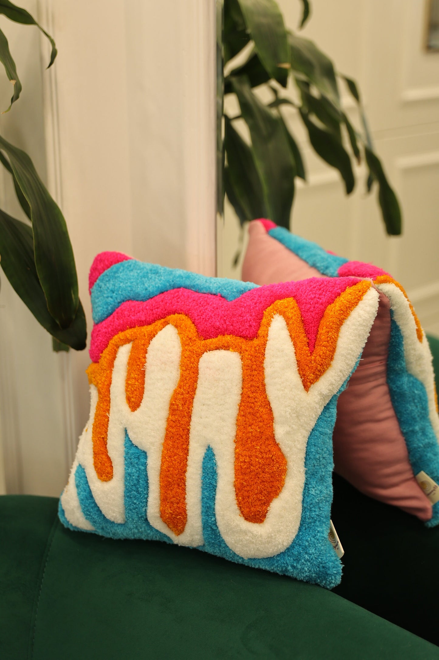 Handmade Melting Abstract Tufted Pillow Case