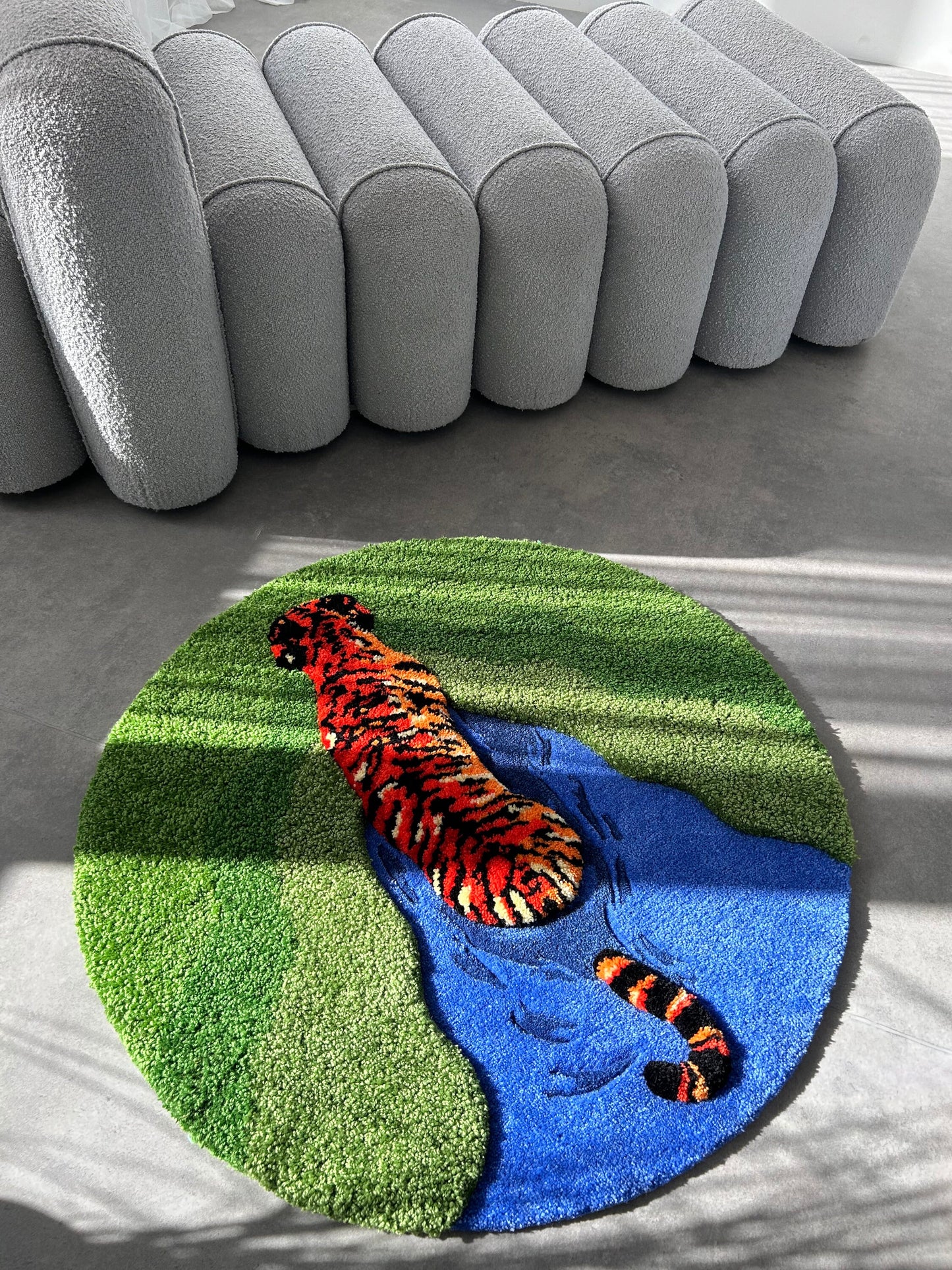 Tiger In The Pond Tufted Rug