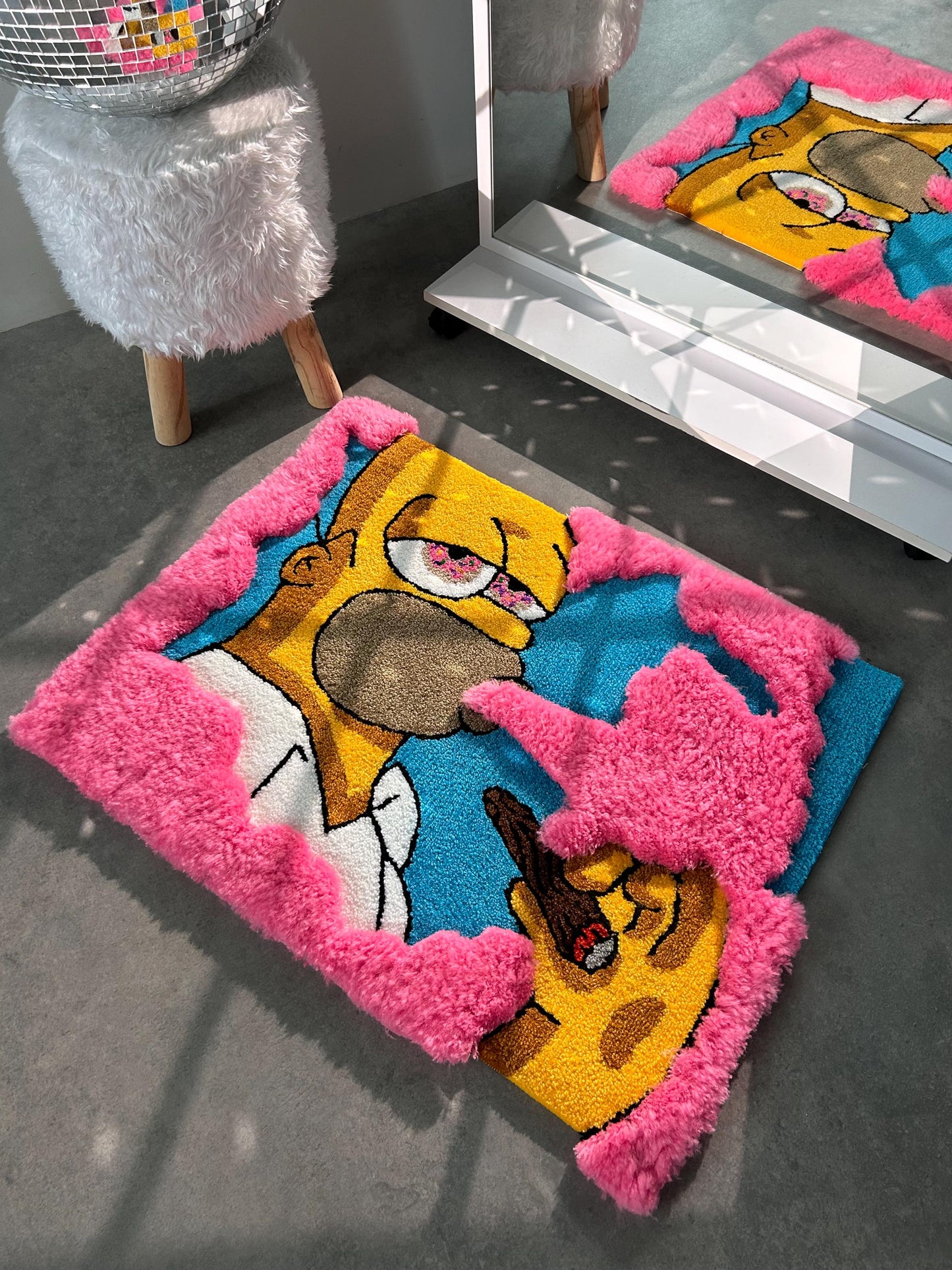 Cartoon Pink smoke Tufted rug