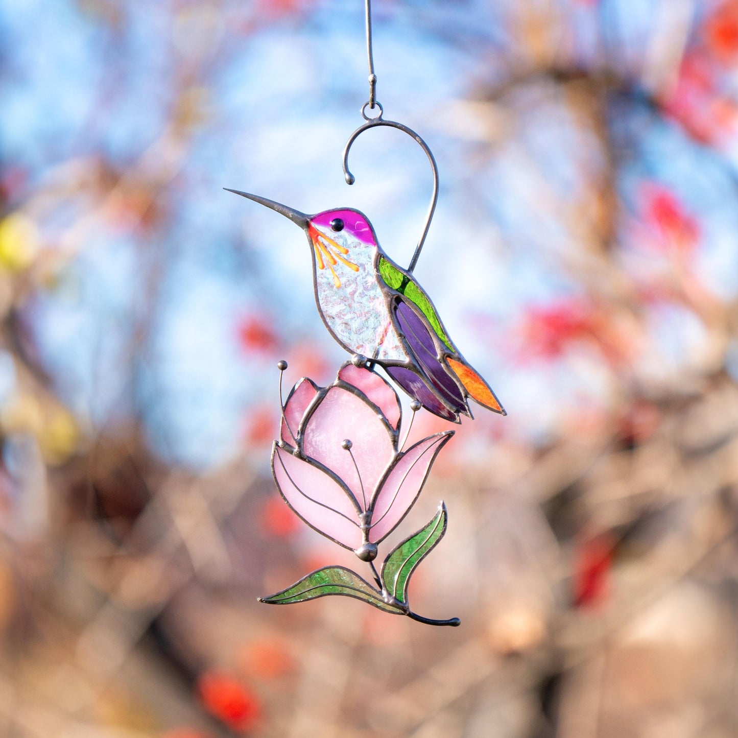 Flower stained glass window hangings