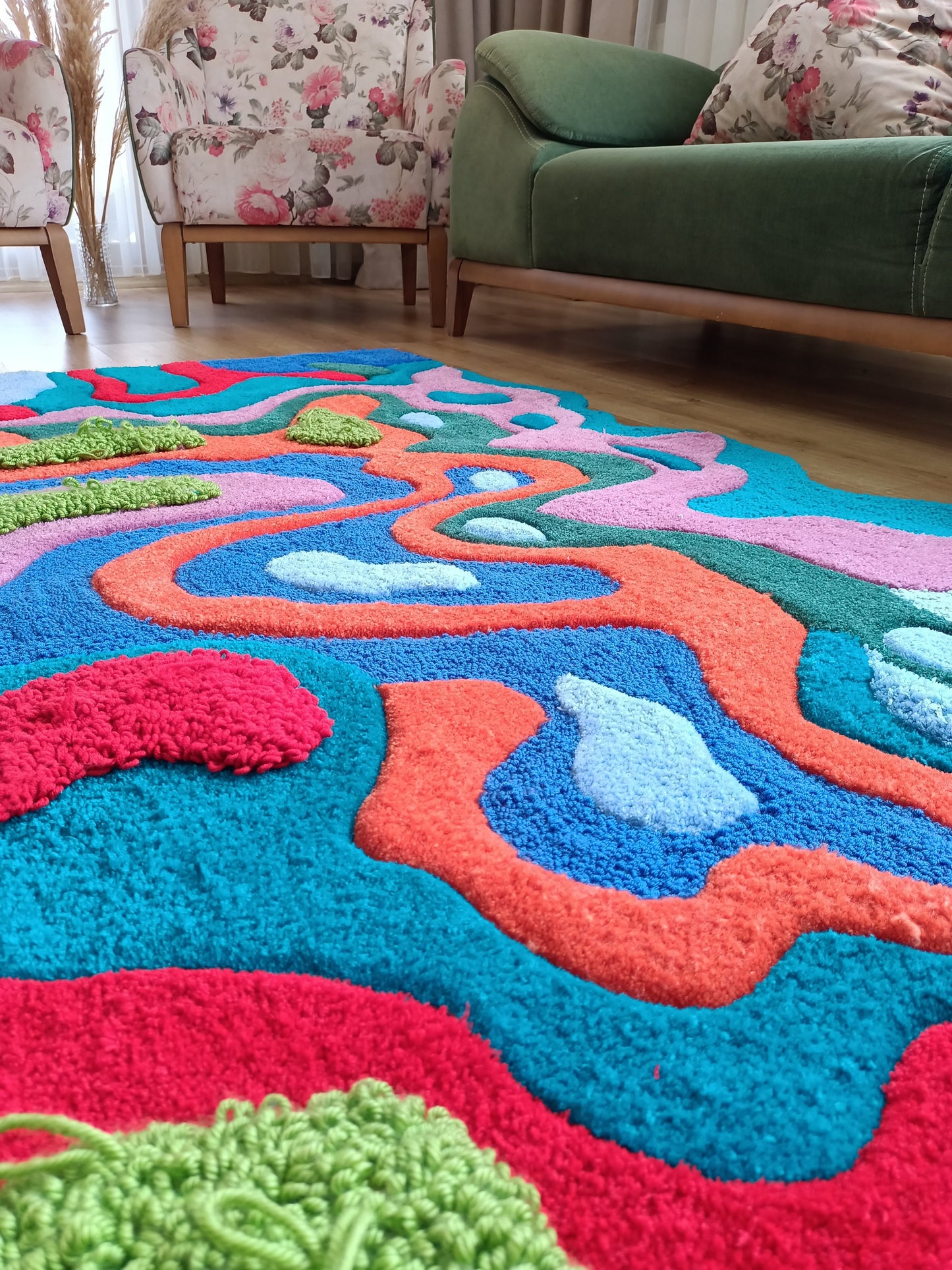 Irregular Multicolor Abstract 100% Hand Tufted Rug