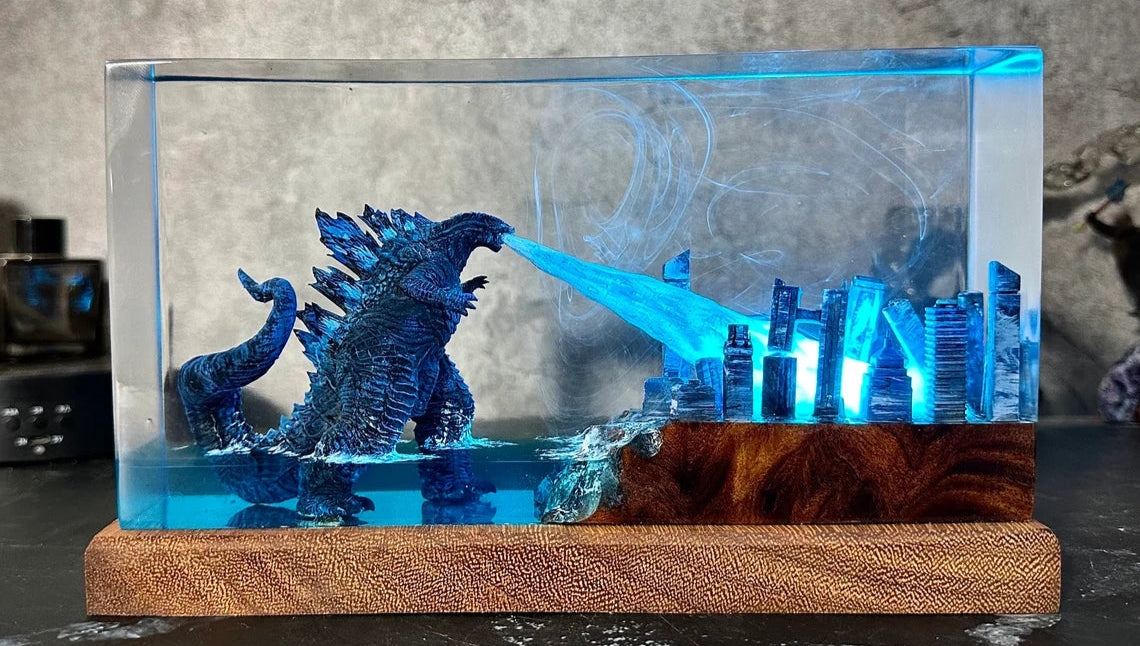 Monster Resin Lamp, Godzilla Custom Resin Night Light