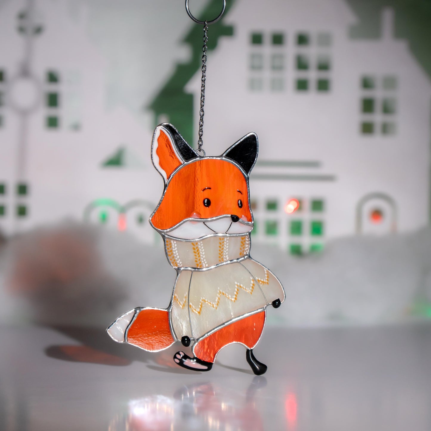 Fox stained glass window hangings