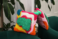 Contemporary Abstract Colorful Fluffy Hand Tufted Sofa Pillow Cover