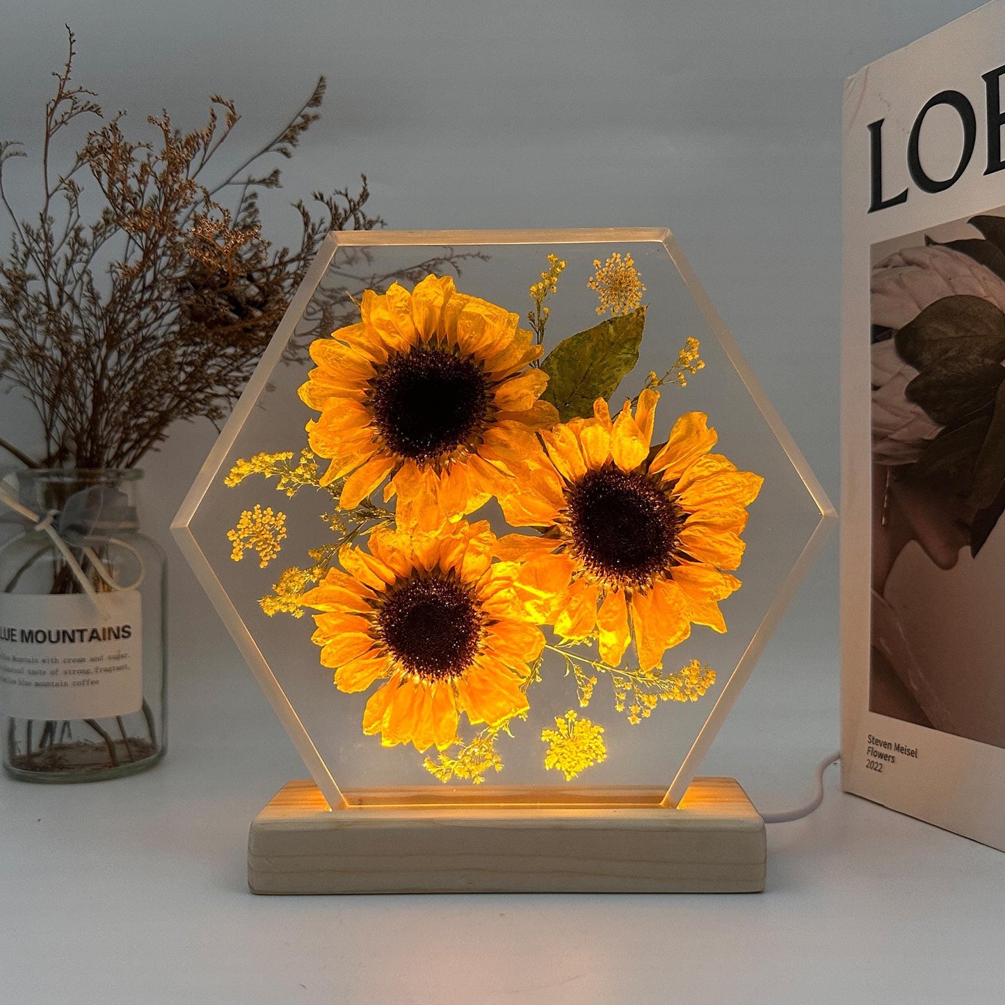 sunflowers resin night light