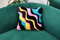 Punch Needle Tufted Wavy Squiggle Pillow