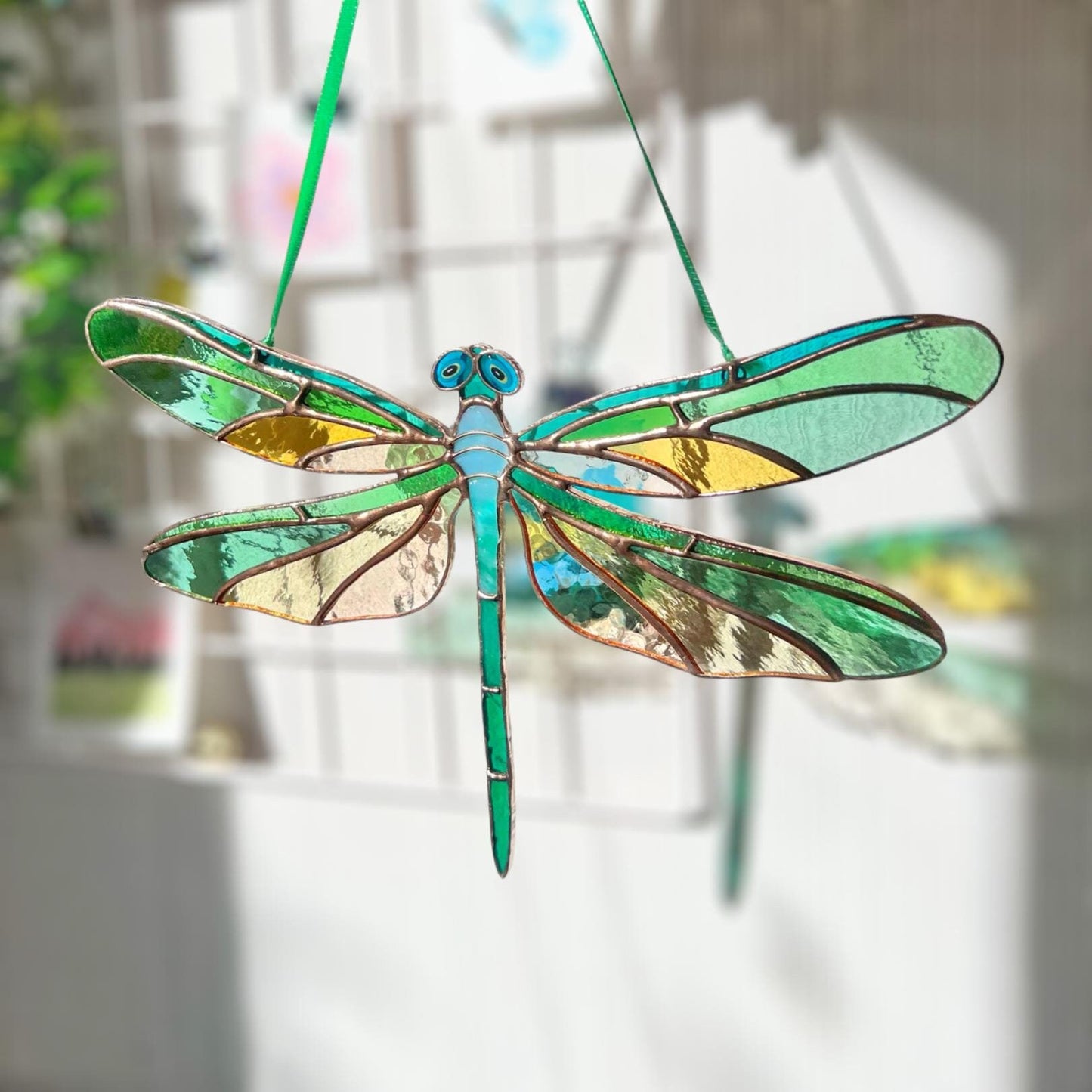Dragonfly stained resin window hangings