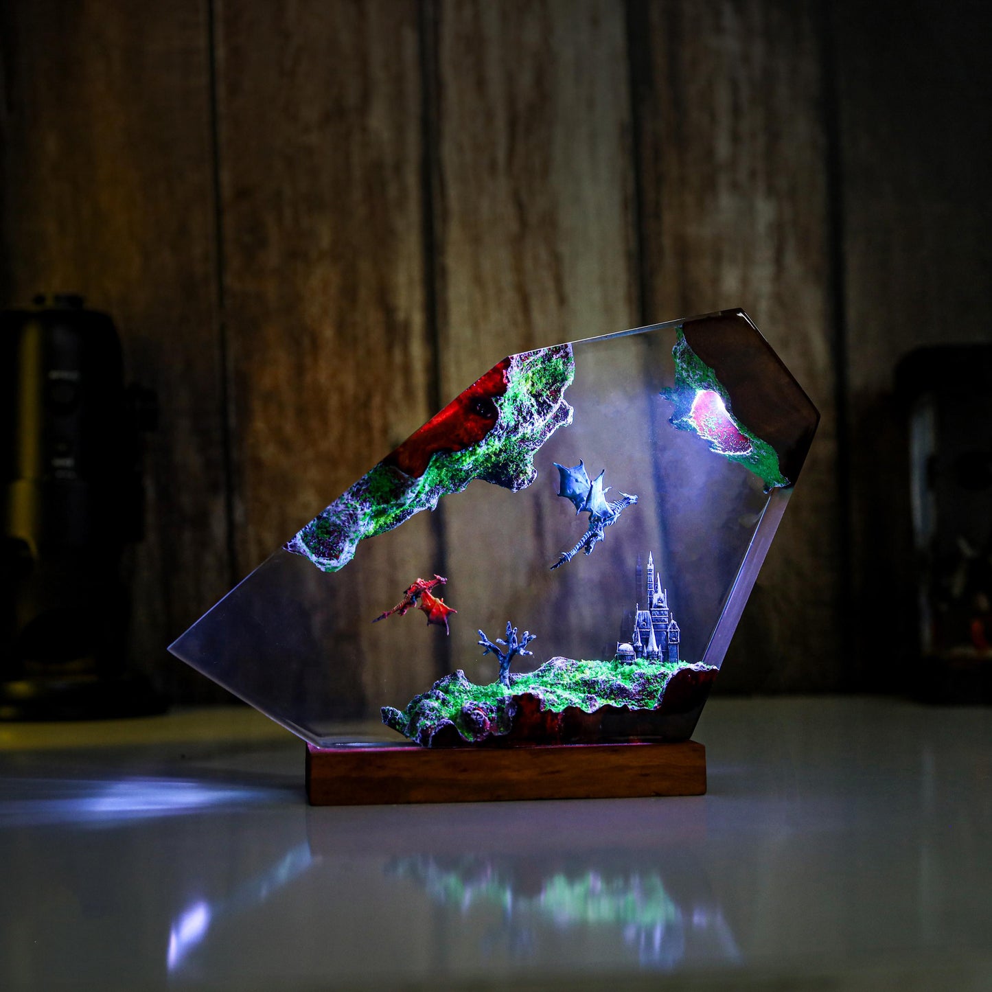 Fire and Ice Dragon resin lamp
