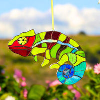 Chameleon stained resin window hangings
