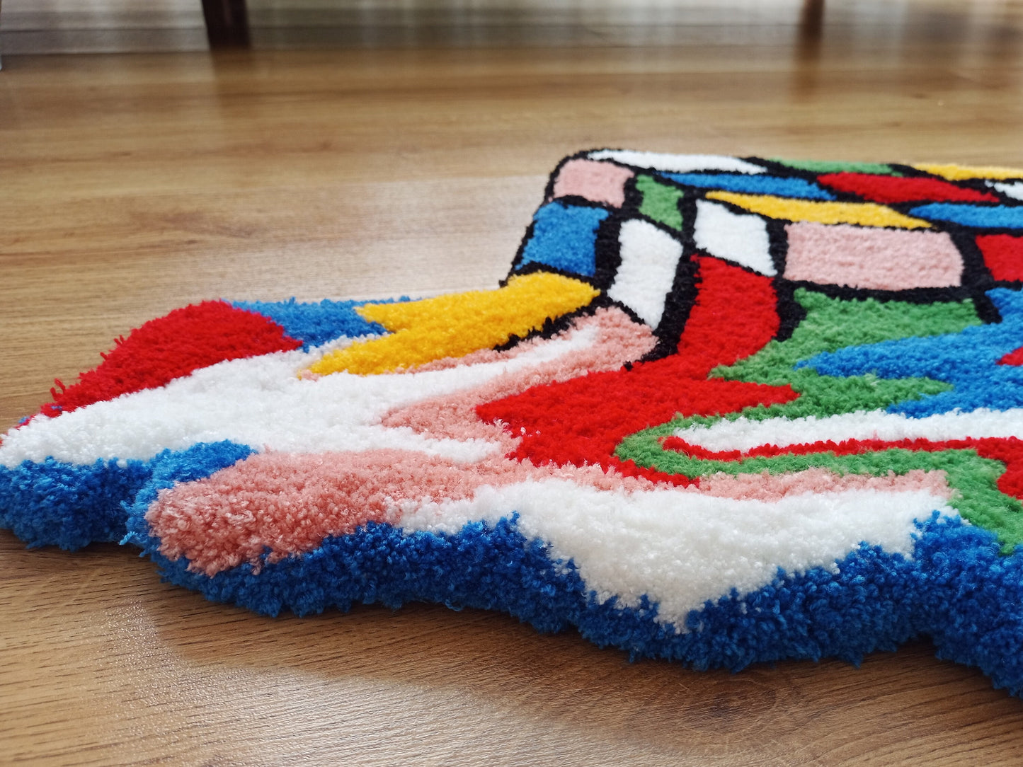 3D Feel Melting Rubiks Cube Hand Tufted Area Rug